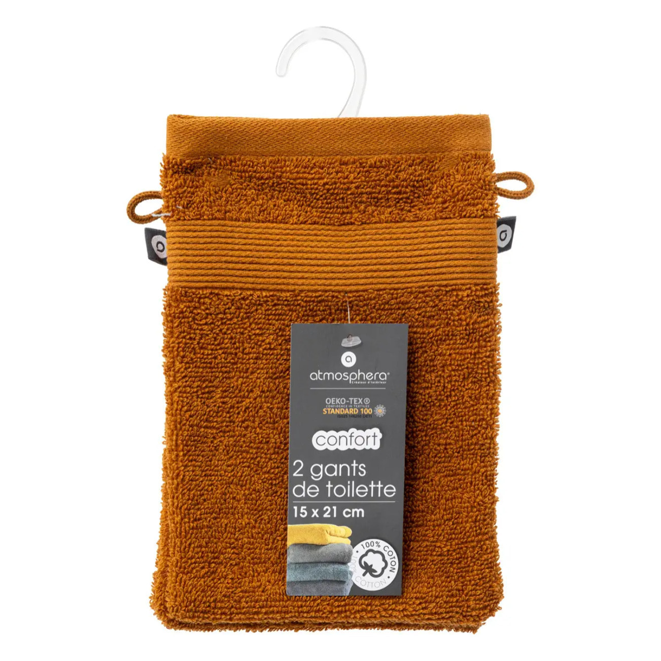 Lot de 2 gants "Praia" 15x21cm marron canelle