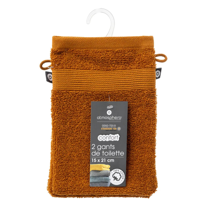 Lot de 2 gants "Praia" 15x21cm marron canelle