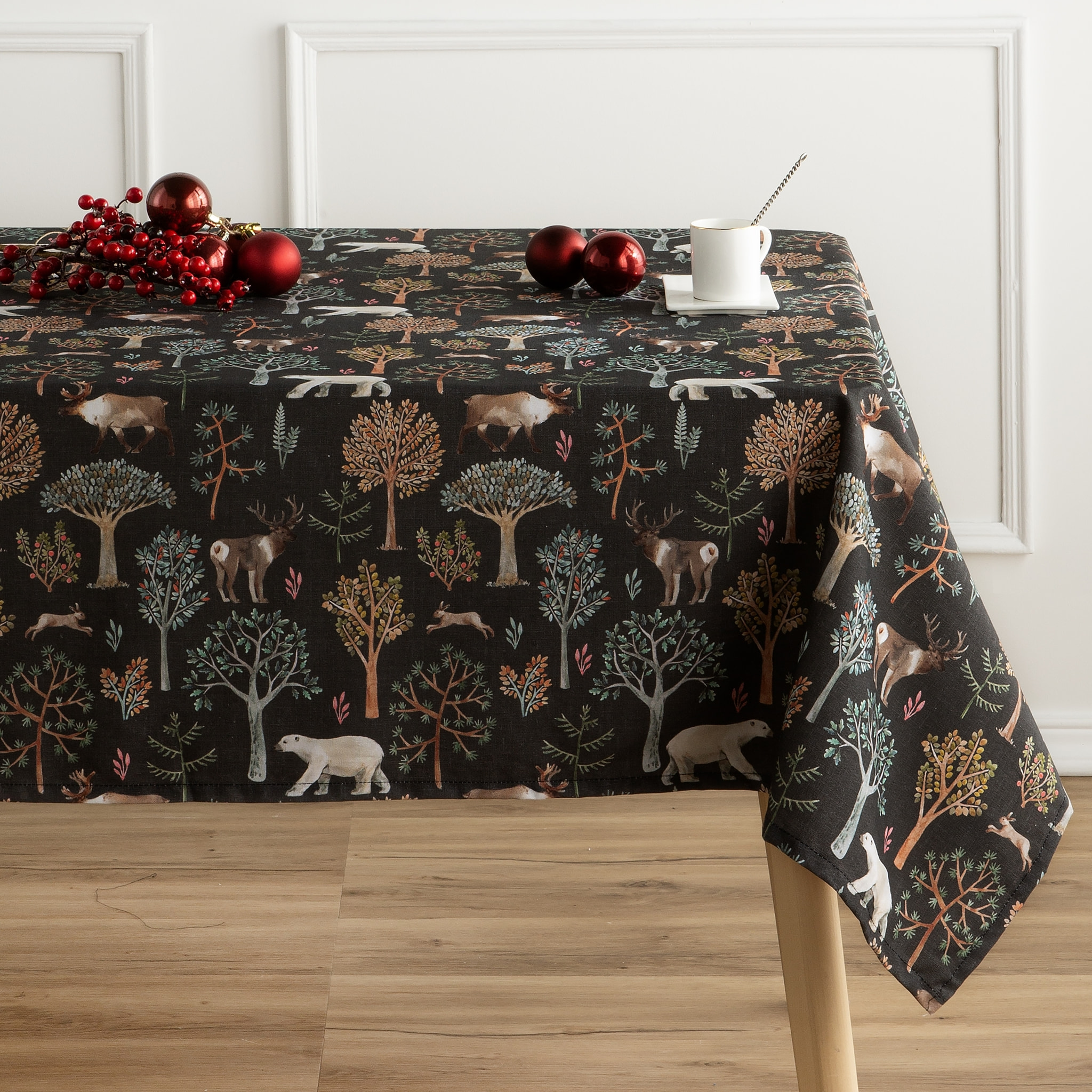 Nappe nöel anti-tâches 100% coton ARTIC BLACK