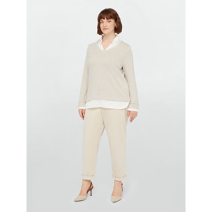 Fiorella Rubino - Pantaloni barrel in velluto millerighe - Beige