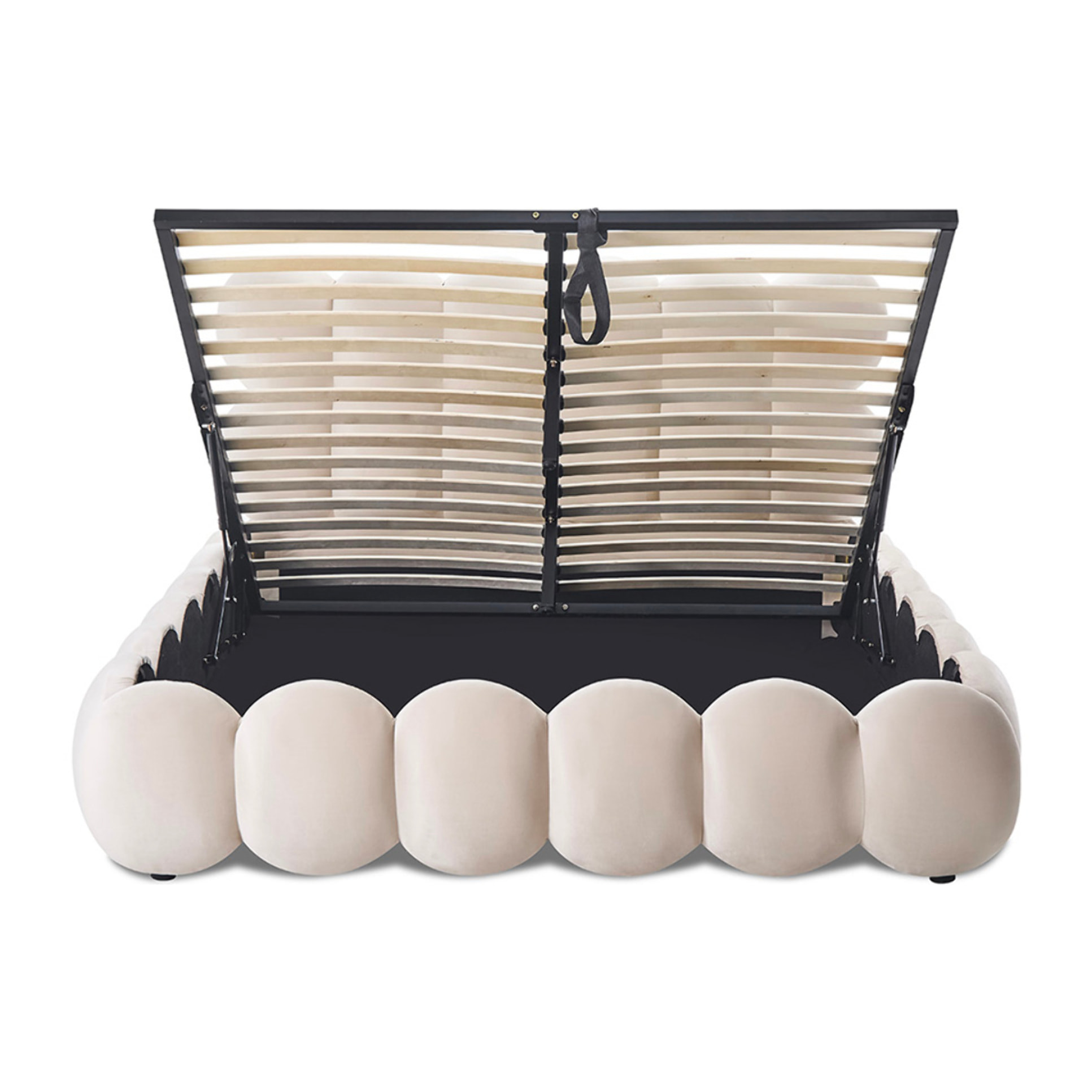 Lit coffre velours beige 2 places