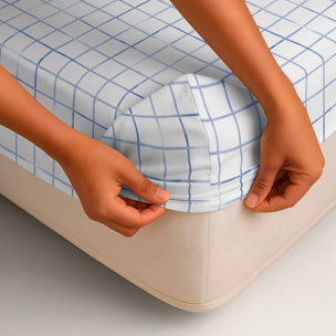 Cool Kids - Sábana bajera Estampada - Ajustable - 100% Algodón - Scott Blue