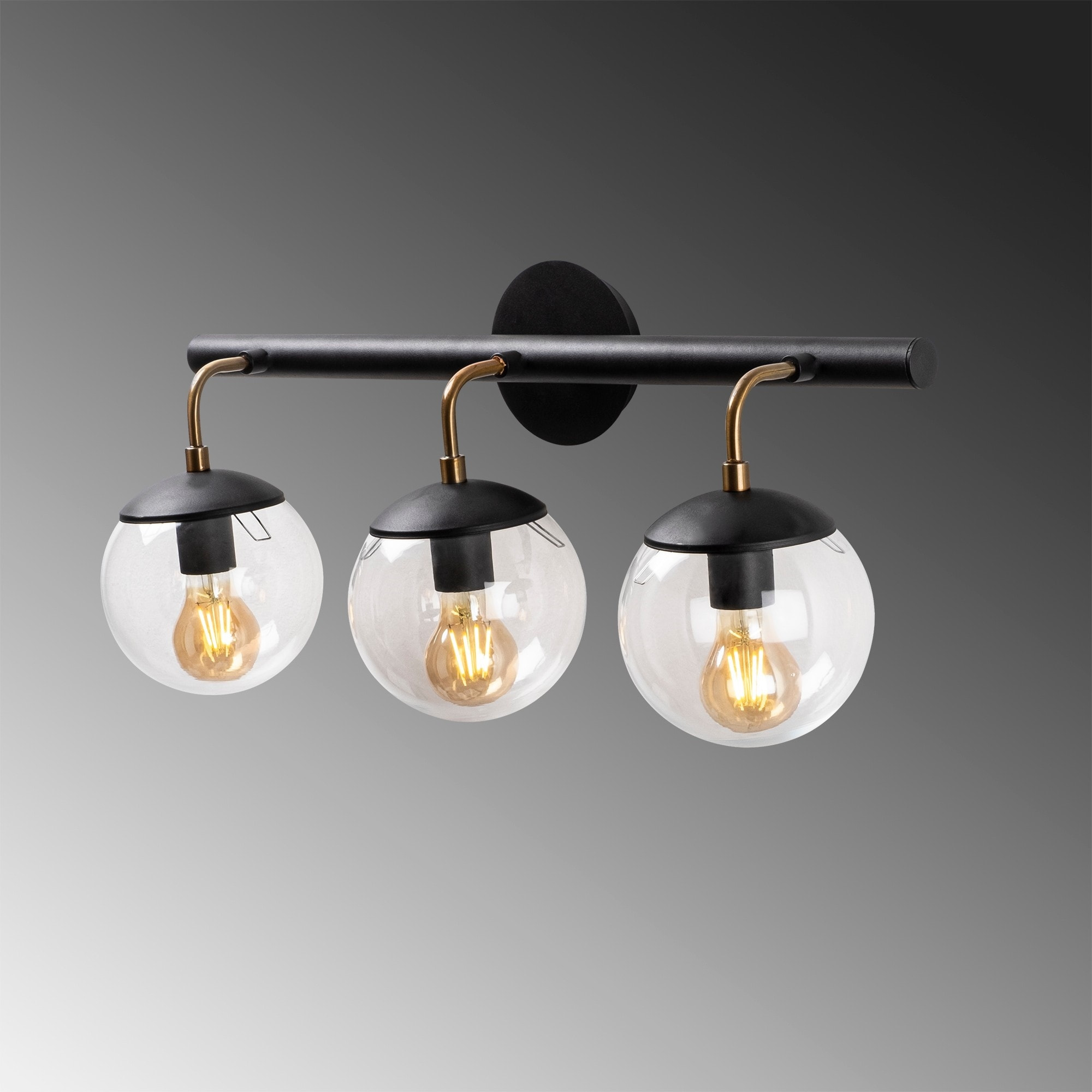 Aplique de pared, metal , negro, 61x28x20, casquillo 3 x E 27 Max 40 W