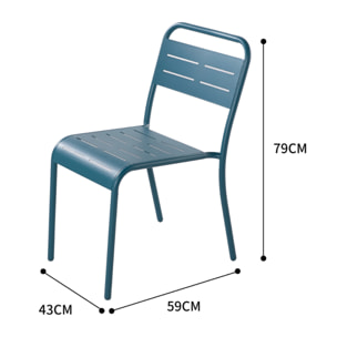 Lot de 6 chaises en acier bleu - EVORA