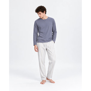 Pijama largo de algodón raya bill indigo