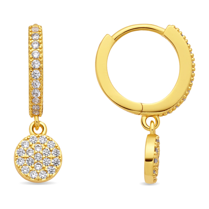 Pendientes de Circonita Brillante acabado en oro amarillo de 18k