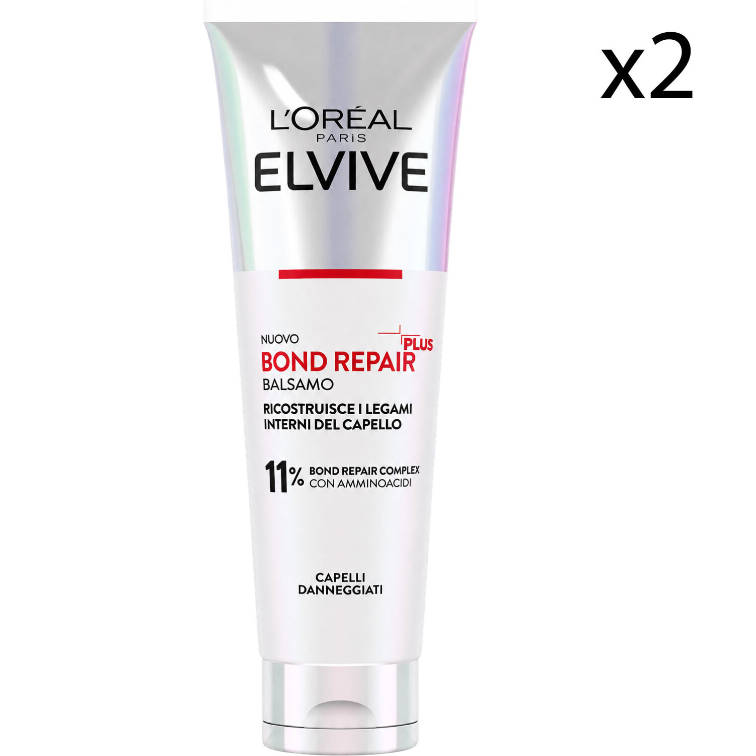 2x Balsamo Rinforzante per Capelli Danneggiati Elvive Bond Repair con Acido Citrico - 2 Flaconi da 150ml