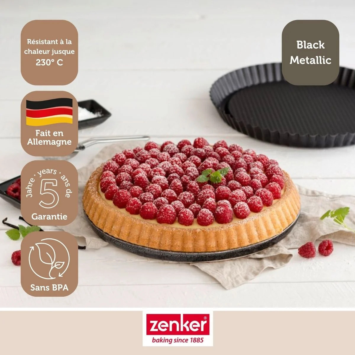Ensemble de 2 Moules à tarte renversée 28 cm Zenker Black Metallic