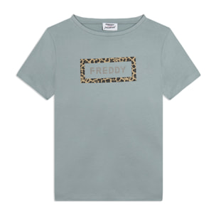 T-shirt Manica Corta con Grafica Animalier e Logo FREDDY