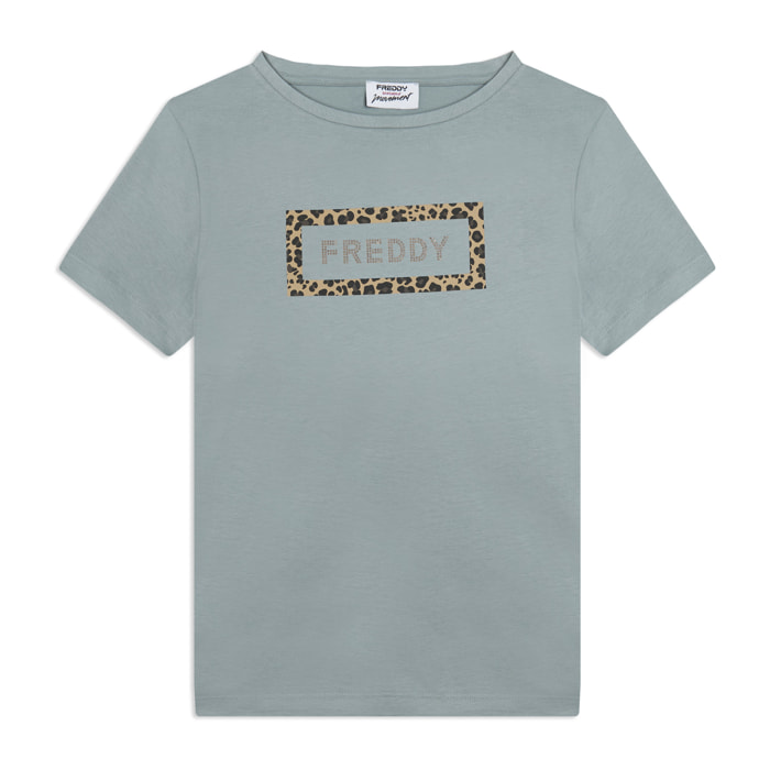 T-shirt Manica Corta con Grafica Animalier e Logo FREDDY