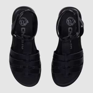 Sandalias de Piel Sintética - Negro - Tacón: Bajo