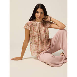 Oltre - Blusa in viscosa fantasia - Rosa