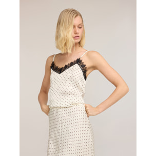 Motivi - Top sottoveste in raso a pois - Bianco