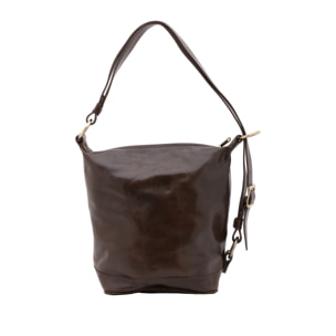 Borsa a secchiello  da donna In Vera pelle Made in Italy 34x33x15 cm