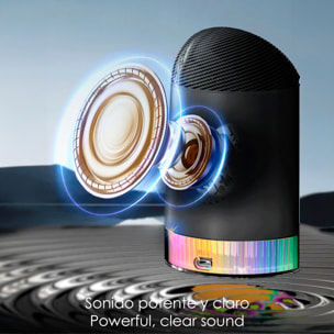 Altavoz H48 con tecnología de inducción inteligente que amplifica el sonido al colocar el móvil encima. Con Bluetooth y luces LED multicolor.