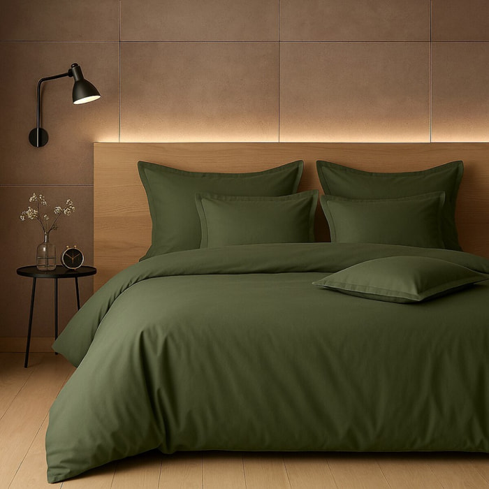 PARURE HOUSSE DE COUETTE 2 PERS 240x220 percale de Coton - PERCALE KAKI