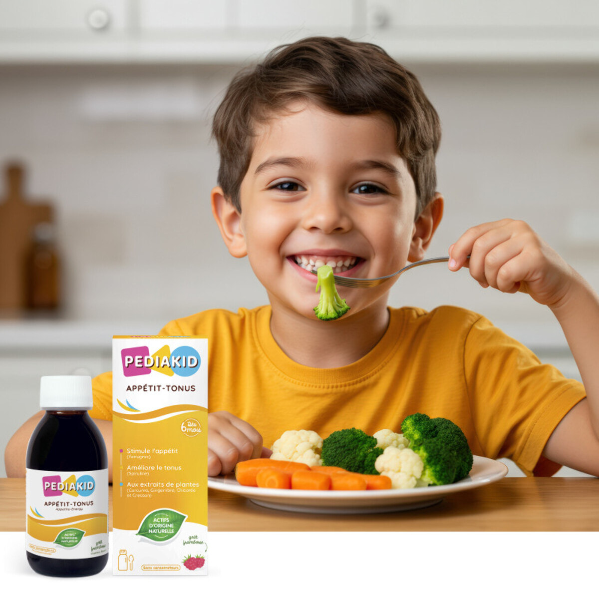 PEDIAKID - Sirop Appétit-Tonus - Complément Alimentaire Naturel - Formule Exclusive au Sirop d'Agave - Stimule l'Appétit - Aide à la Prise de Poids - Lot de 2 flacons de 125 ml