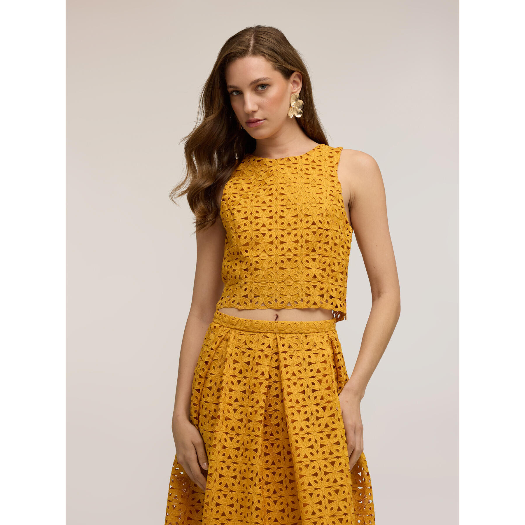 Motivi - Top de encaje de macramé - Amarillo