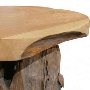 Tabouret en bois de teck avec piètement racine - BRUL