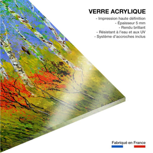 Tableau paysage bouleaux et coquelicots Tableau plexiglas