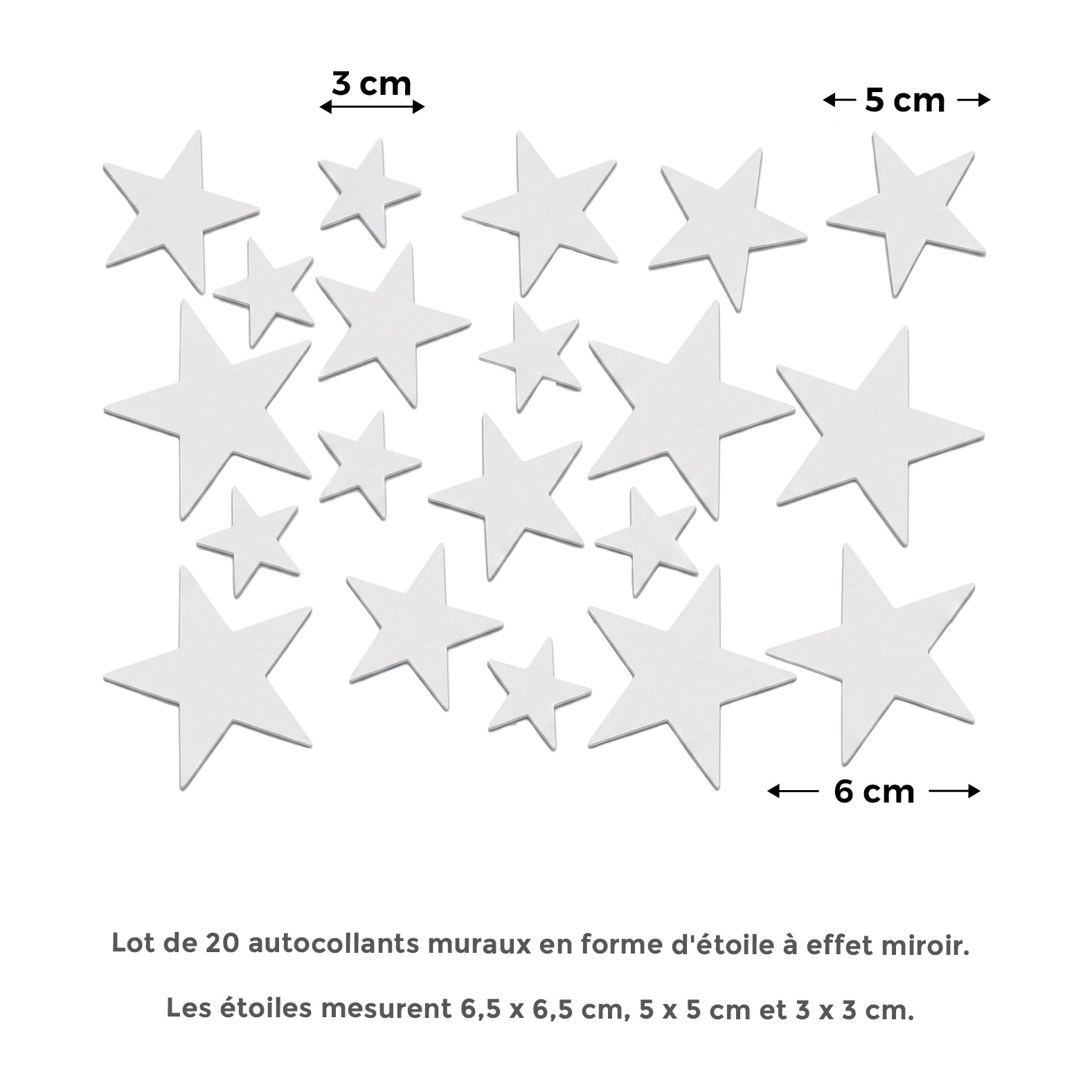 Pack de 20 étoiles en papier adhésifs 3D métal argentés