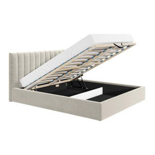 Rosario - lit coffre - 180x200 - sommier inclus - en velours - Beige