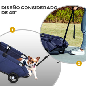 Carrito para Perros Plegable Cochecito para Mascotas Carrito para Perros Miniatura con Barra de Empuje Ajustable Diseño Abierto Cojín Bolsa de Almacenamiento y Ruedas 53x45x28 cm Azul Oscuro