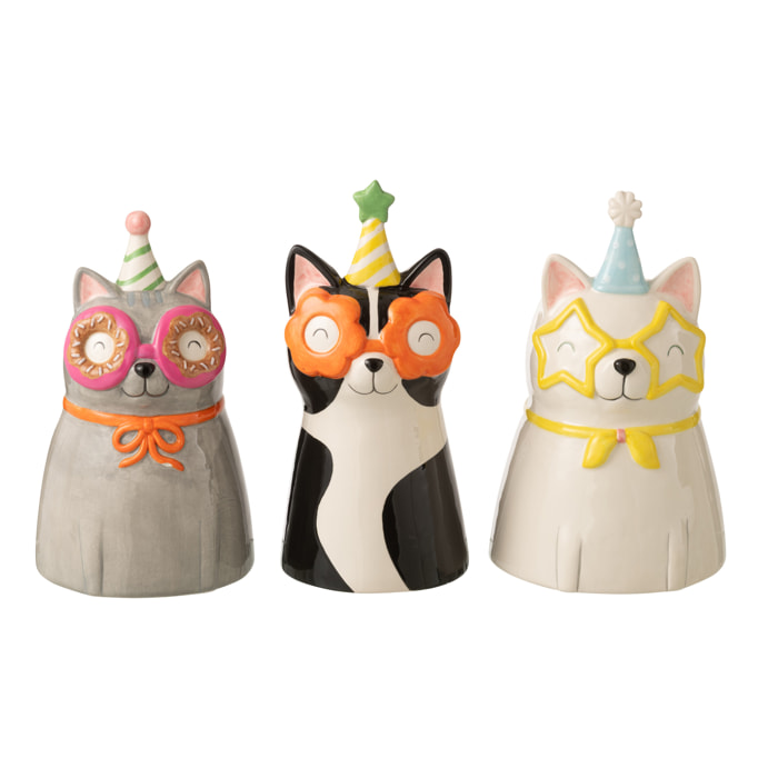 J-Line Vase Chien Lunettes - céramique - multicolore - 3 pièces