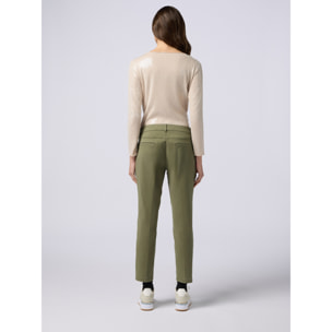 Oltre - Pantalón chino en tejido tencel - Verde militare