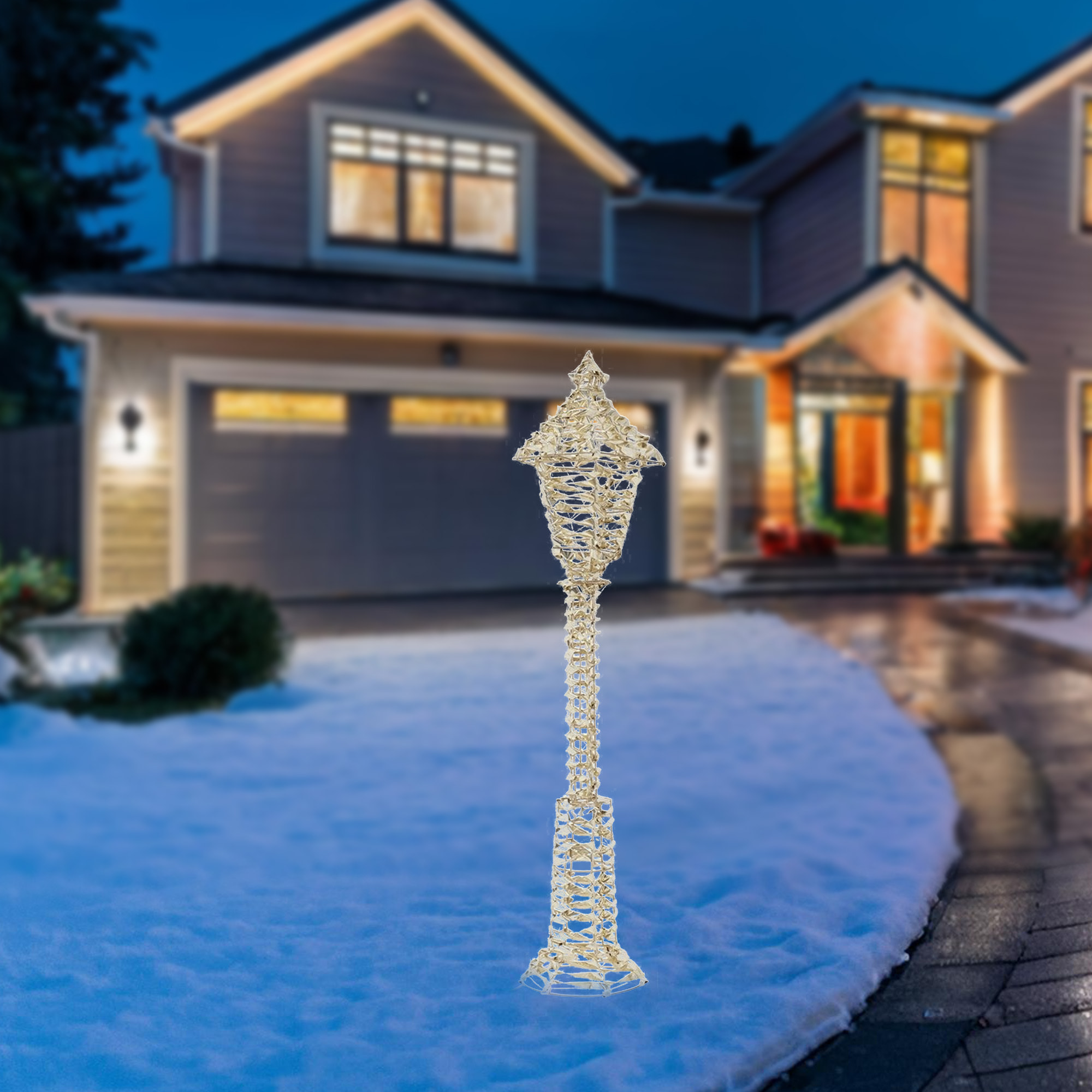 farolillo luminoso de marco dorado 34x34x150cm