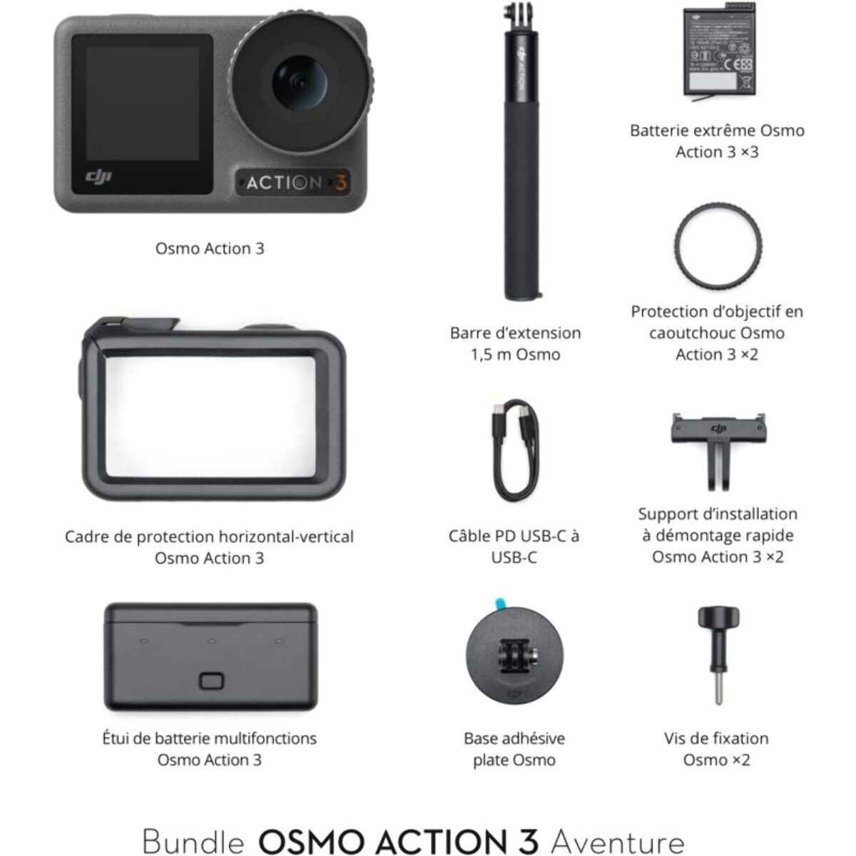 Caméra sport DJI Osmo Action 3 Adventure (3 batteries)