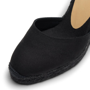 Alpargatas de cuña de mujer Carina en algodón orgánico, cierre mediante lazada