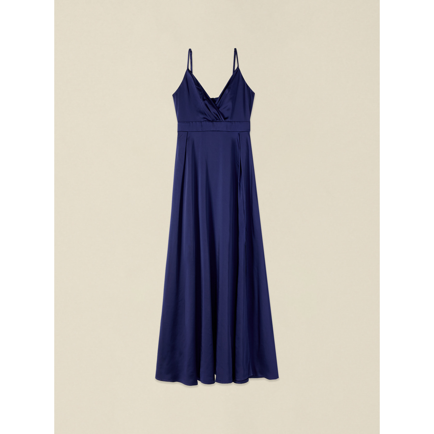 Oltre - Vestido largo de satén con abertura - Azul