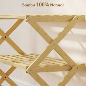 Zapatero Estrecho de Bambú, Zapatero Vertical Plegable de 3 Niveles, Sin Instalación, Estantería para Zapatos para Entrada, Pasillo, Dormitorio, Natural