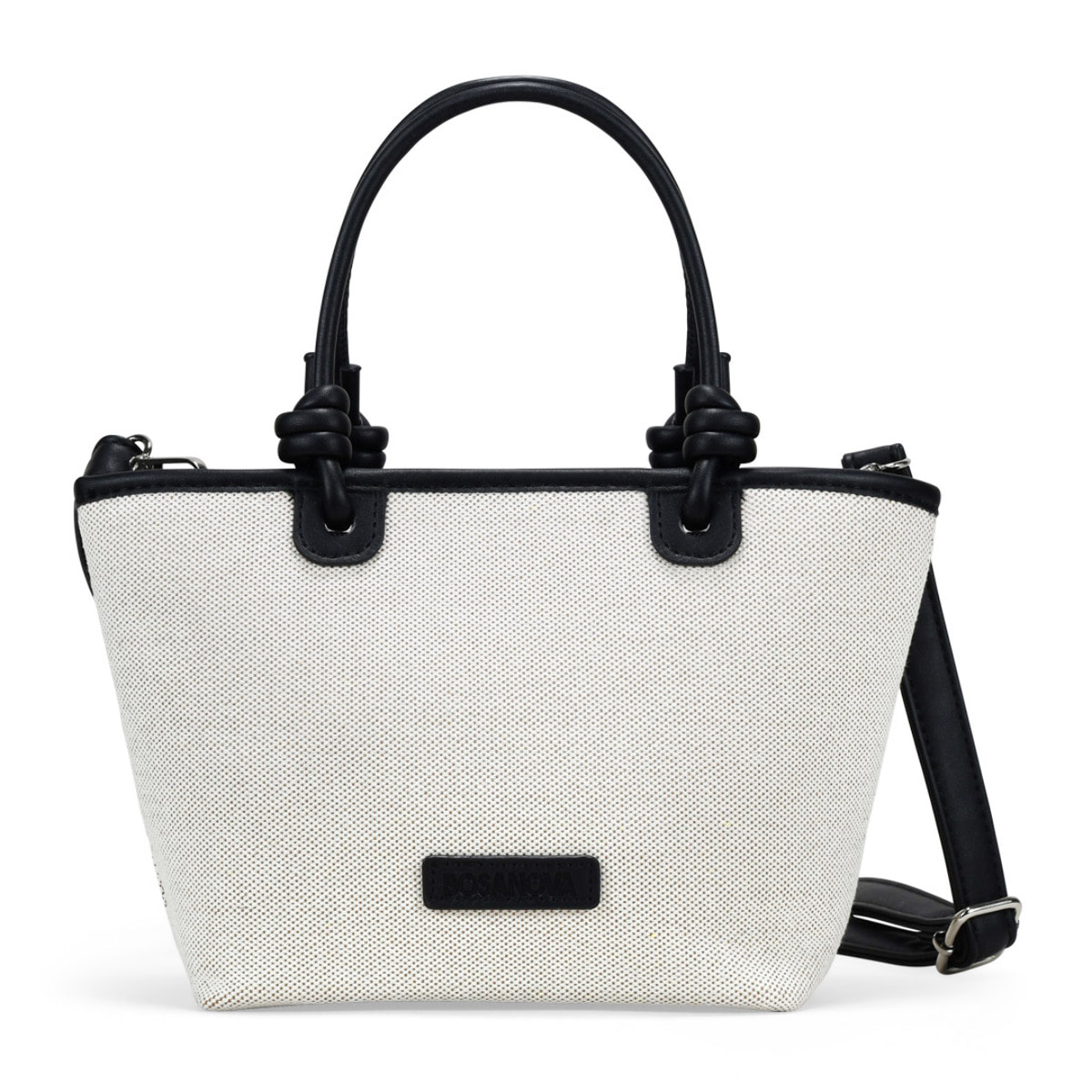 Bolso de mano canvas beige con cremallera
