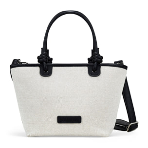 Bolso de mano canvas beige con cremallera