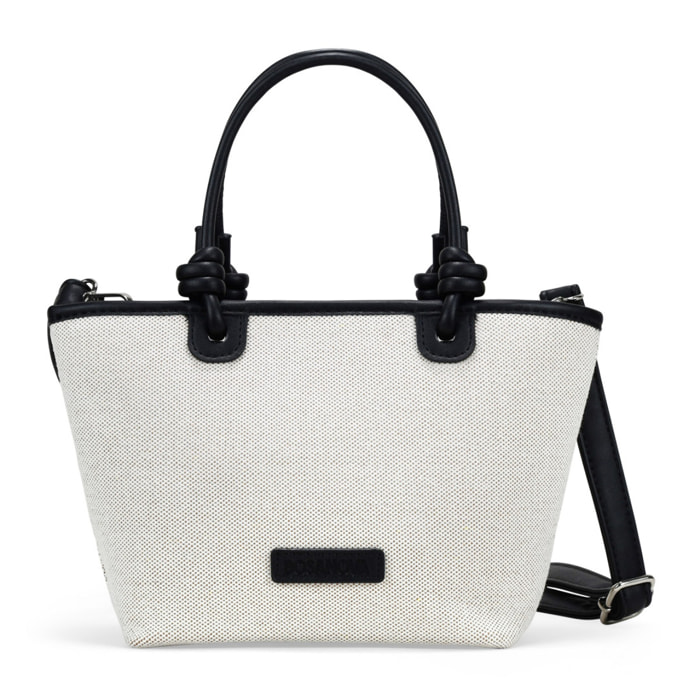 Bolso de mano canvas beige con cremallera
