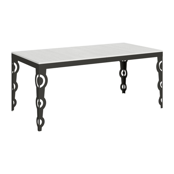 Table extensible 90x180/284 cm Karamay Evolution Frêne Blanc cadre Anthracite