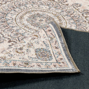 Tapis intérieur motif baroque rose, rouge et bleu MELGY