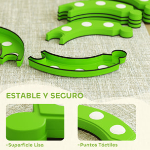 Tabla de Equilibrio para Niños de +3 Años con 6 Piedras de Equilibrio Puntos Táctiles Barra de Equilibrio para Niños para Entrenamiento de Equilibrio en Interiores y Exteriores Verde