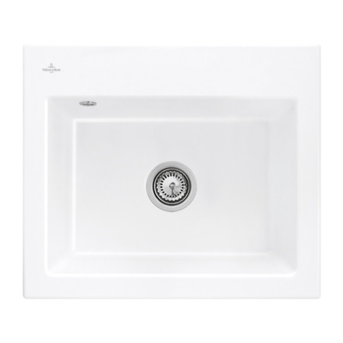 Evier Subway 60 S 60 x 51cm sans egouttoir Blanc CeramicPlus avec vidage automatique