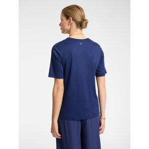 Elena Mirò - Camiseta con cuello en V - Azul