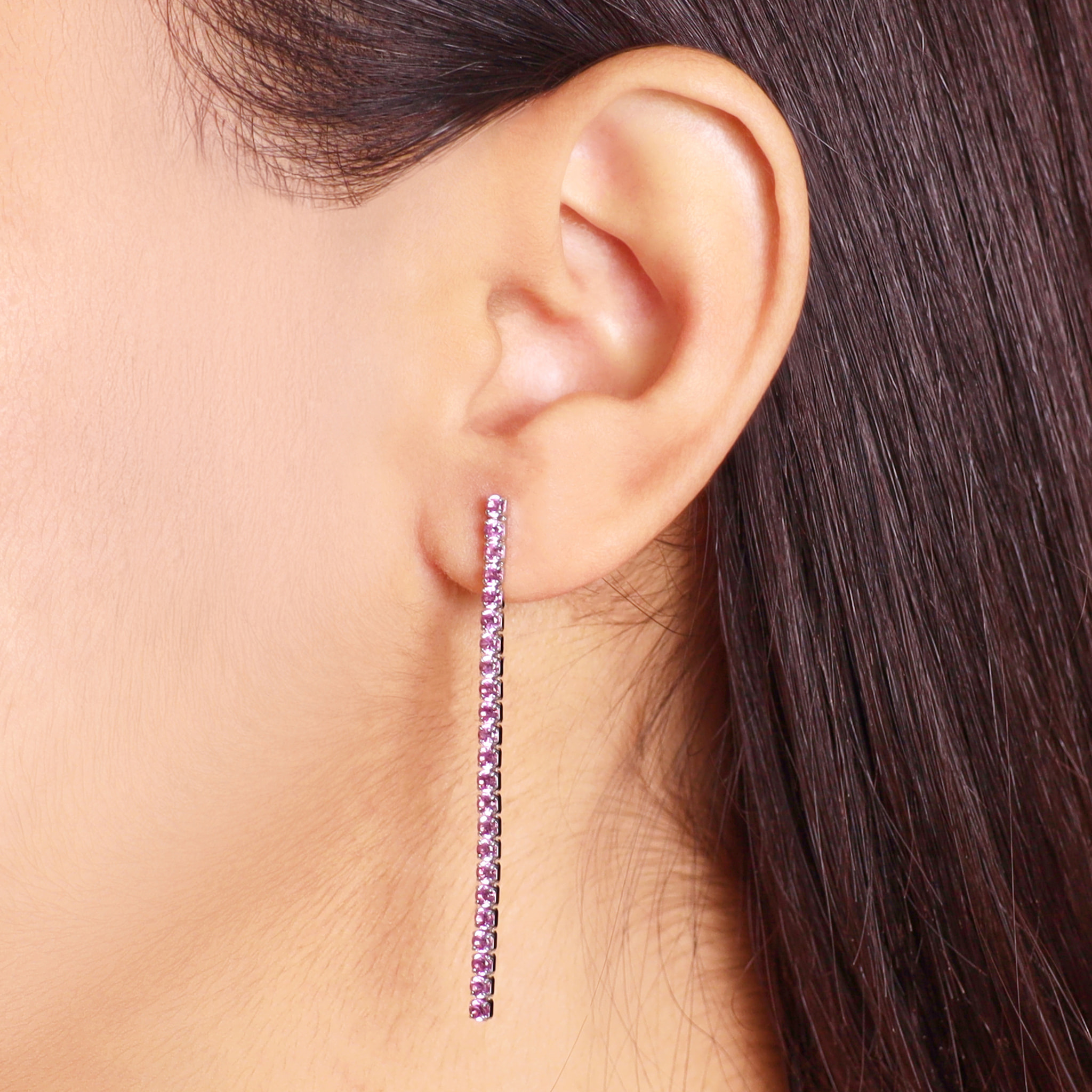 Orecchini Tennis con Cubic Zirconia Rosa