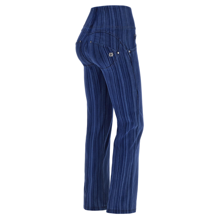 Jeans push up WR.UP® wide leg con rigatura a vita alta