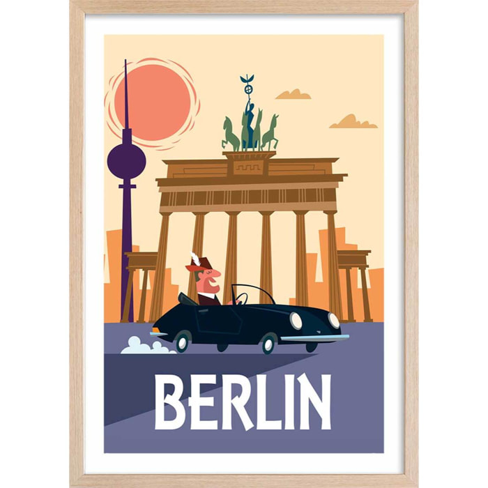 Affiche Un Week End à Berlin Affiche + cadre en bois - Chêne