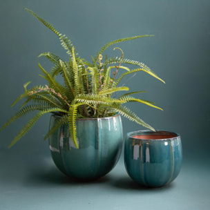 Set 2 vaso rotondo - Colore Verde - 28,6xH24x27,5cm - Bianchi Dino