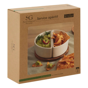 Service apéritif Elegance 3 pièce(s) blanc D20xp7cm