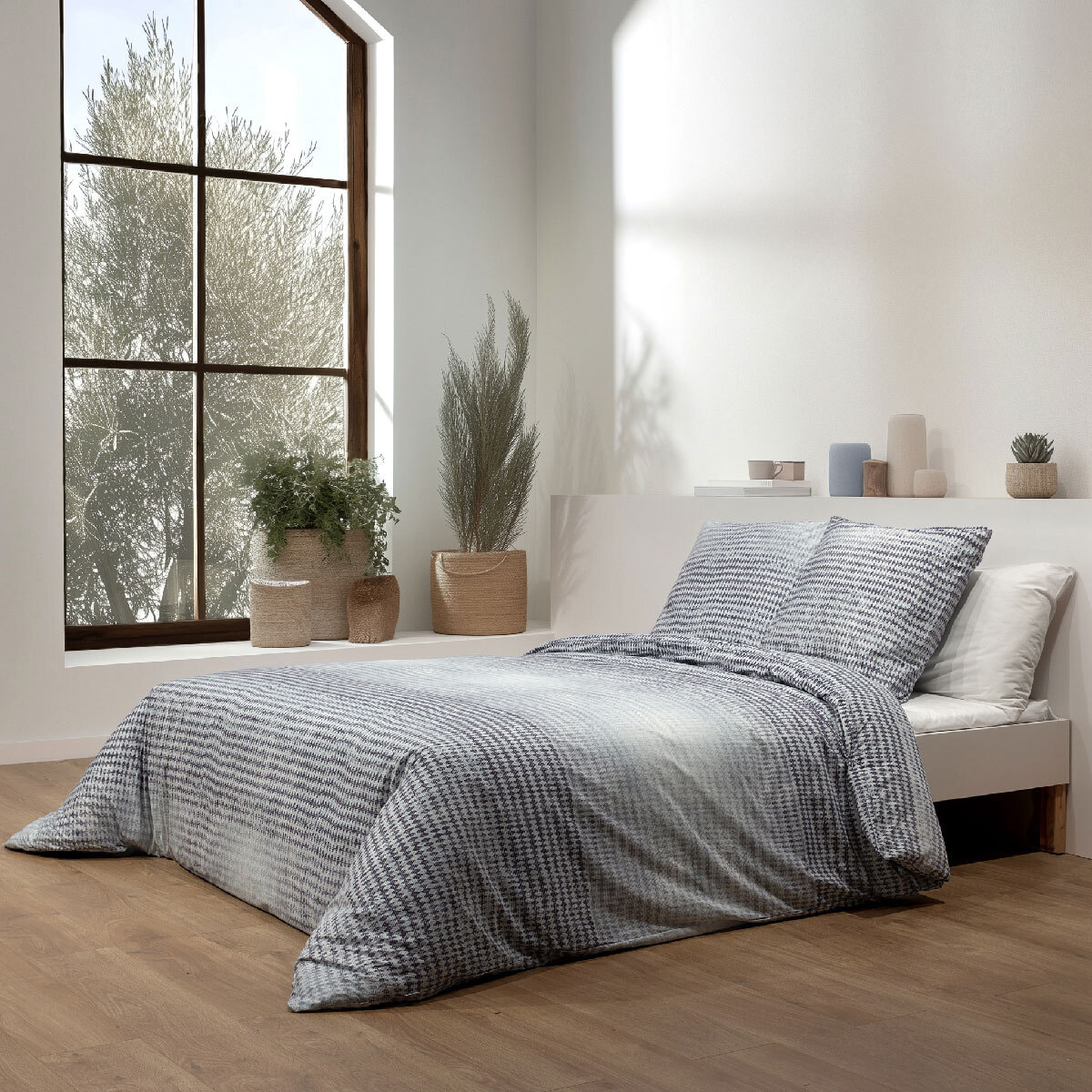 Juego de funda nórdica 240x220 cm + 2 fundas de almohada 65x65 cm - 100% algodón percal - MURIEL -