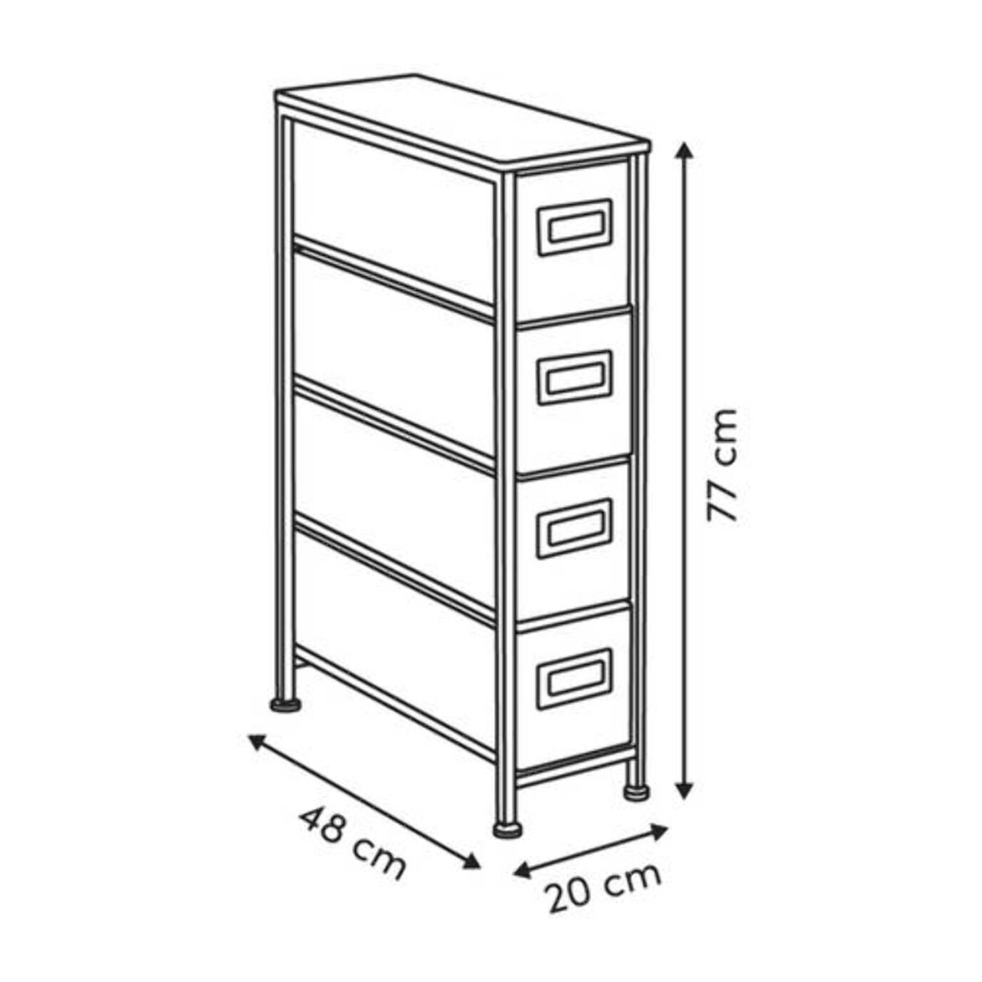 Meuble de rangement Tissa 4 tiroirs beige
