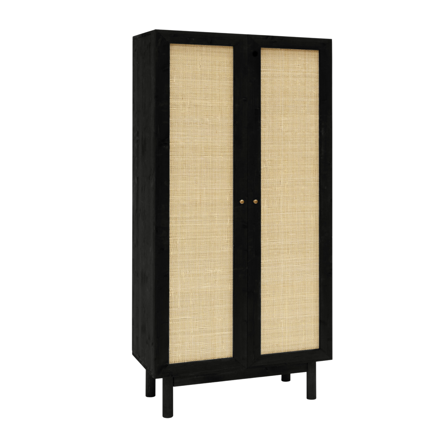 Armoire medulla en bois massif et rotin ton noir 180x80cm Hauteur: 180 Longueur: 80 Largeur: 40